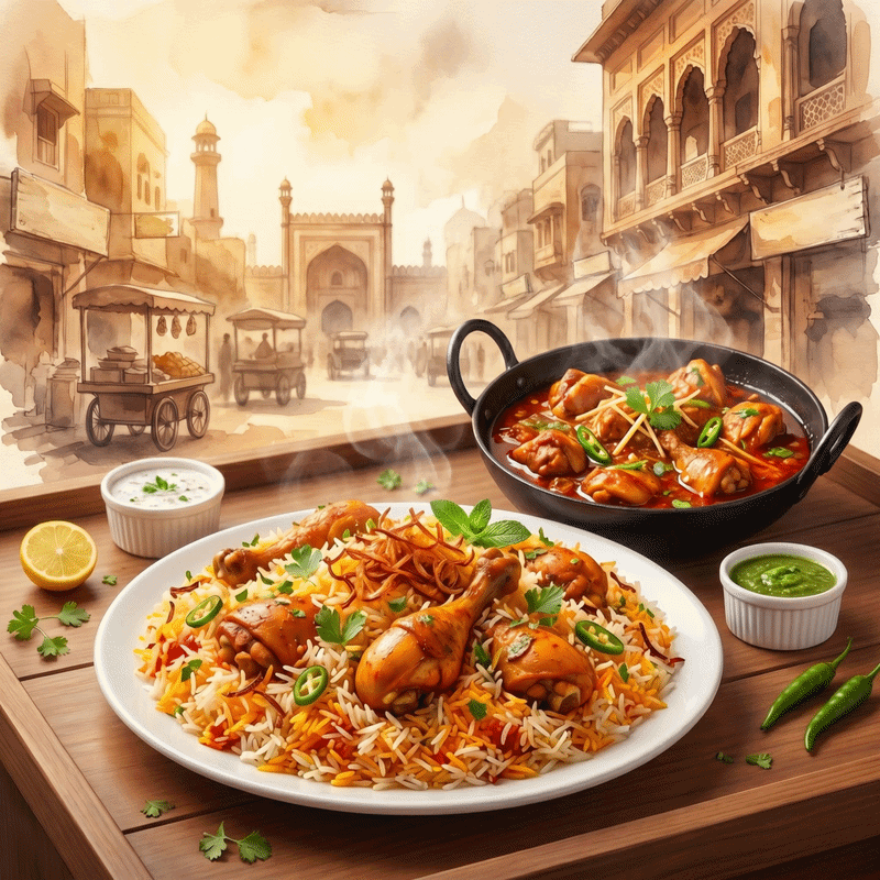 Anarkali Street Food Lahori bazaar with chicken biryani and karahi